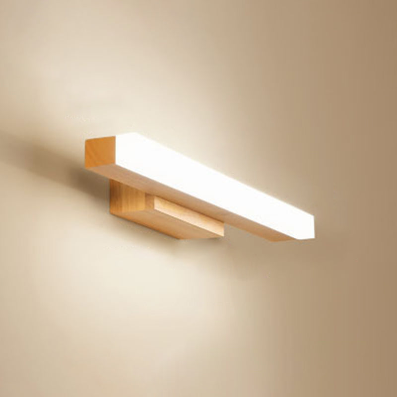 Nordic Simple Wooden Wall Vanity Light Water and Fog Resistant Vanity Light Fixture