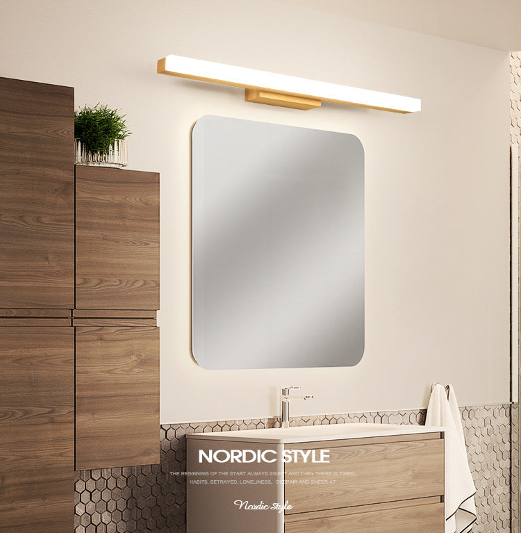 Nordic Simple Wooden Wall Vanity Light Water and Fog Resistant Vanity Light Fixture