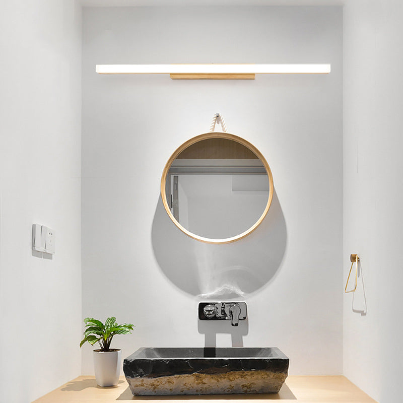 Mirador nórdico de madera LED Agua ligera y niebla de tocador resistente a la pared para baño