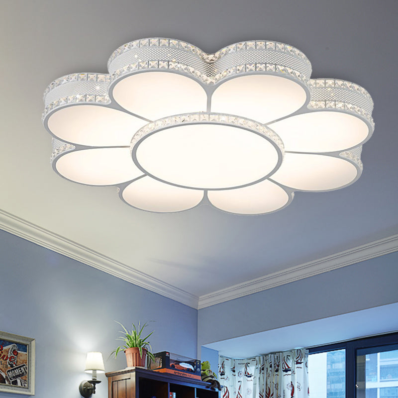 White 19.5"/23.5"/31.5" W LED Flush Light Modern Acrylic Petal Ceiling Flush Mount Lamp in Warm/White/3 Color Light