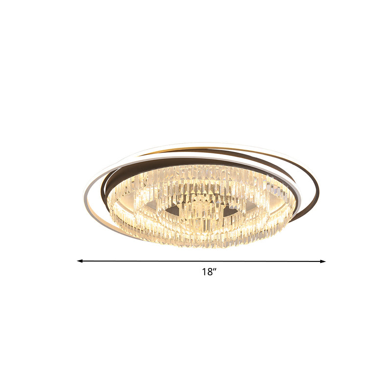 Circular Living Room Flush Light Simple Crystal 18"/23.5"/31.5" W LED White Flush Mount Lamp in White Light/Remote Control Stepless Dimming