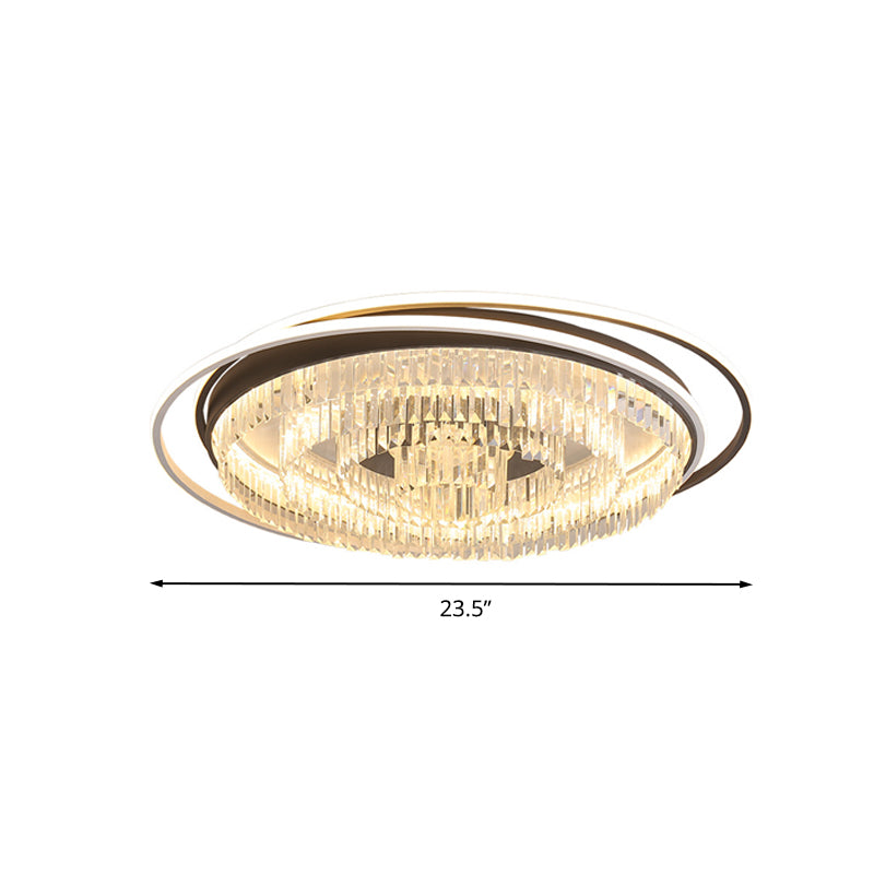 Circular Living Room Flush Light Simple Crystal 18"/23.5"/31.5" W LED White Flush Mount Lamp in White Light/Remote Control Stepless Dimming