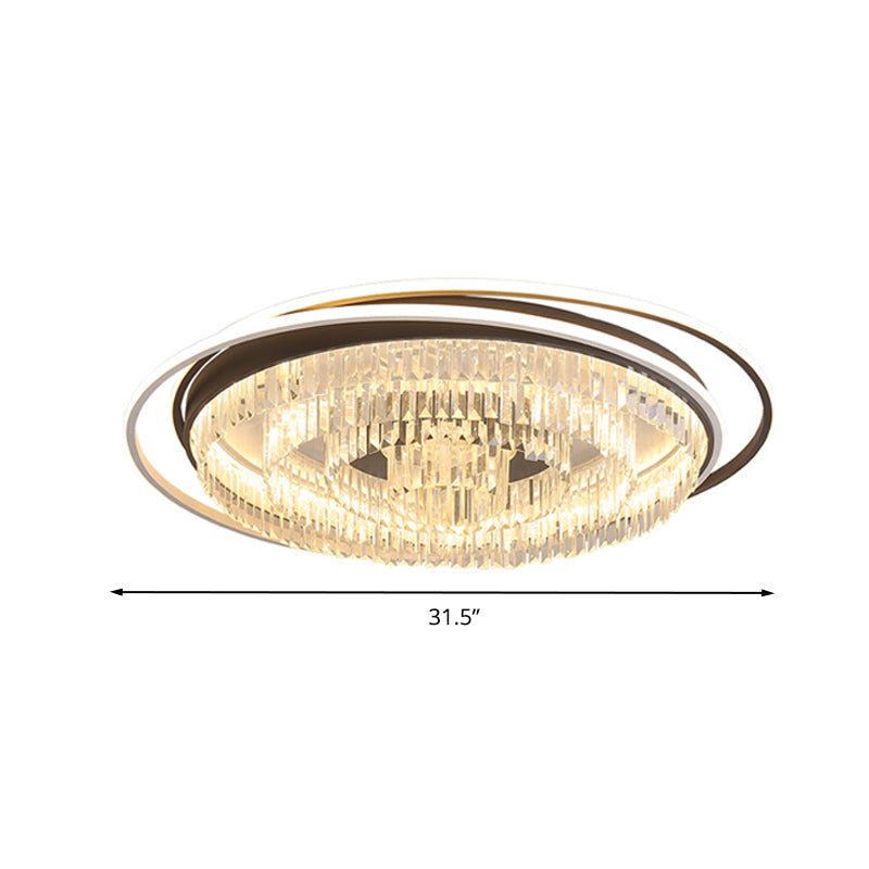 Lampada da incasso circolare per soggiorno Semplice cristallo 18"/23,5"/31,5" W LED Lampada da incasso bianca a luce bianca/Telecomando con regolazione continua