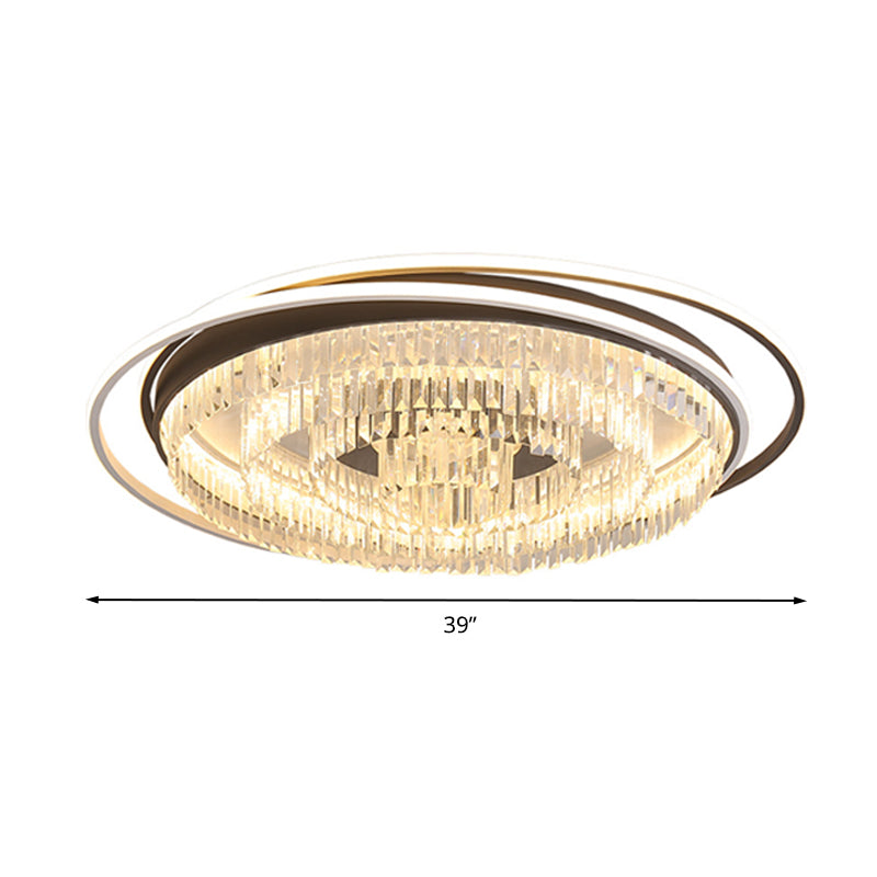 Lampada da incasso circolare per soggiorno Semplice cristallo 18"/23,5"/31,5" W LED Lampada da incasso bianca a luce bianca/Telecomando con regolazione continua