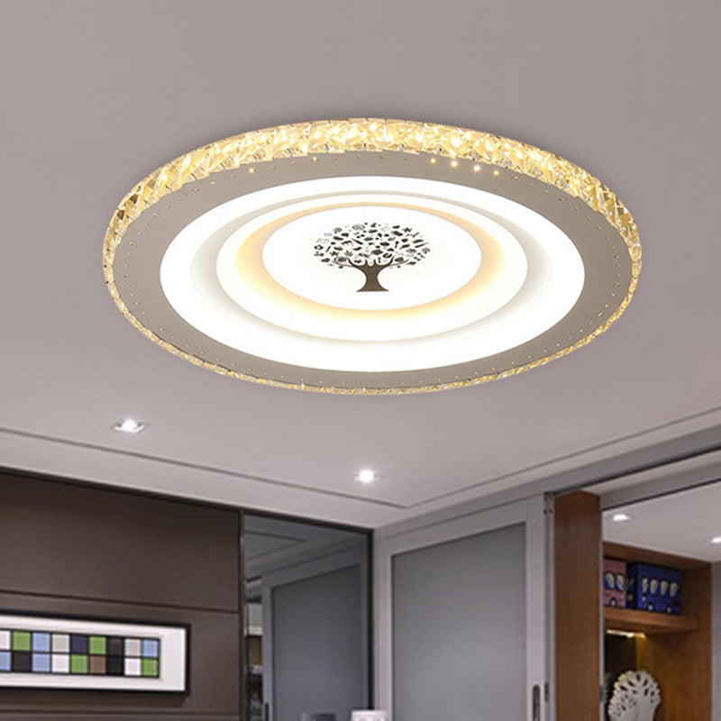 White Round Flush Mount Fixture Modern Acrylic 10"/19.5" Wide LED Bedroom Flush Ceiling Light