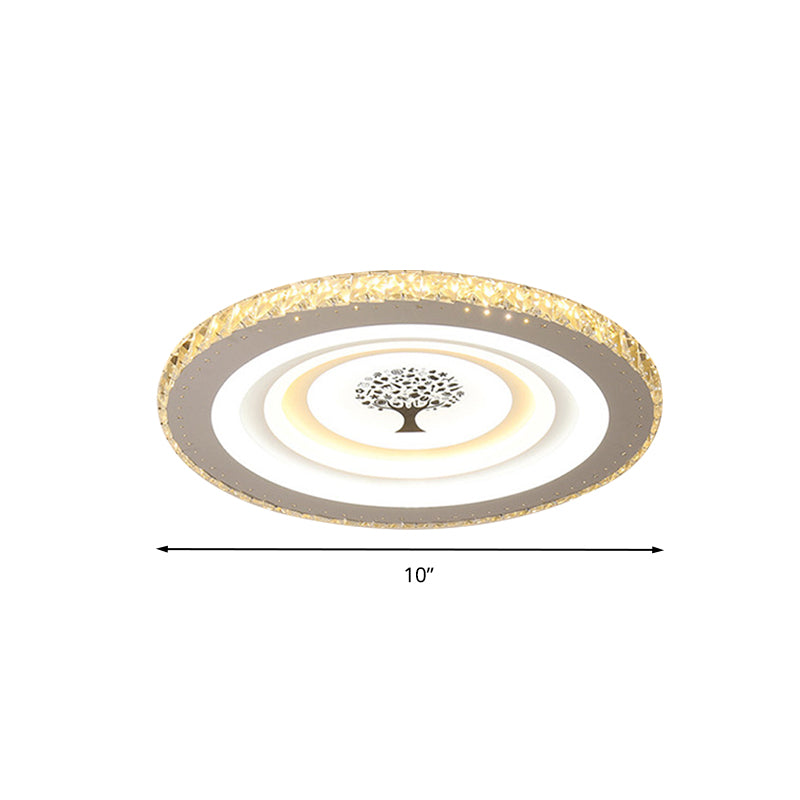 White Round Flush Mount Fixture Modern Acrylic 10"/19.5" Wide LED Bedroom Flush Ceiling Light