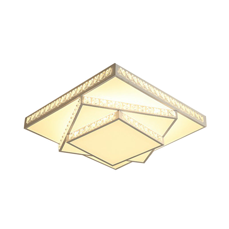 Geometric Ceiling Light Contemporary Faceted Crystal White LED Flush Mount Light in Remote Control Stepless Dimming / White Light/3 Color Light, 16 "/19.5" /23.5 " W