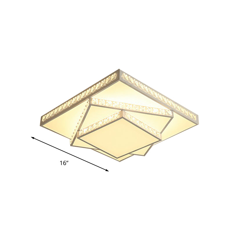 Geometrisch Plafond Licht Hedendaagse Facet Kristal Wit LED Flush Mount Licht in Remote Control Stepless Dimming/White Light/3 Color Light, 16 "/19.5" /23.5 " W