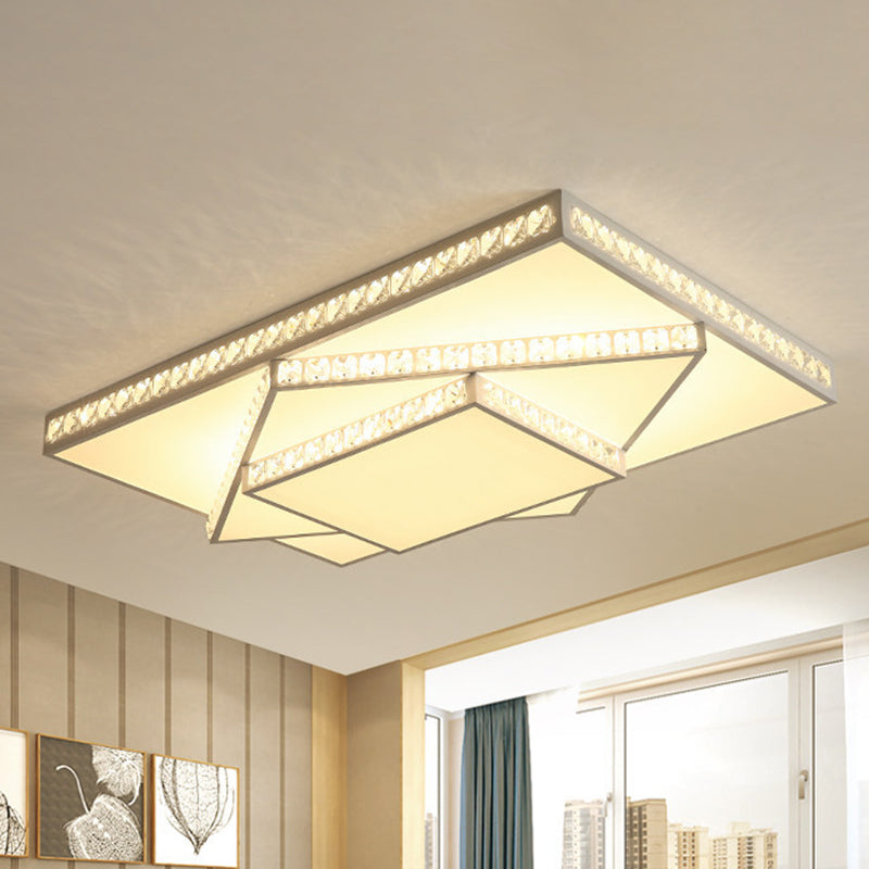 Lámpara de techo geométrica, cristal facetado contemporáneo, luz LED blanca de montaje empotrado con control remoto, atenuación continua/luz blanca/luz de 3 colores, 16"/19.5"/23.5" W