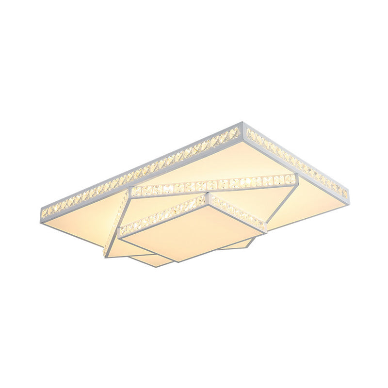 Geometra Soffitto Light Contemporary Face Crystal White LED Flush Mount Light in Remote Control Stepless Dimming / White Light/3 Color Light, 16 "/19.5" /23.5 " W