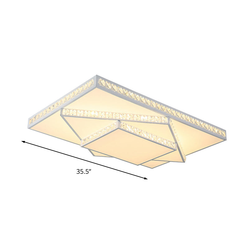 Lámpara de techo geométrica, cristal facetado contemporáneo, luz LED blanca de montaje empotrado con control remoto, atenuación continua/luz blanca/luz de 3 colores, 16"/19.5"/23.5" W