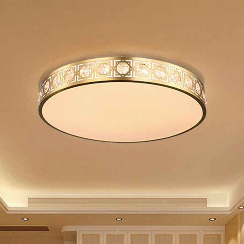 12"/16"/19.5" W LED Round Flush Mount Lamp Modern Brass Crystal Ceiling Mounted Fixture for Bedroom