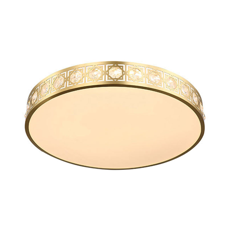 12 "/16" /19.5 " W LED Rotondo Flush Lampada di montaggio Fissaggio Moderno Brass Crystal Tetto Fissaggio per Bedroom