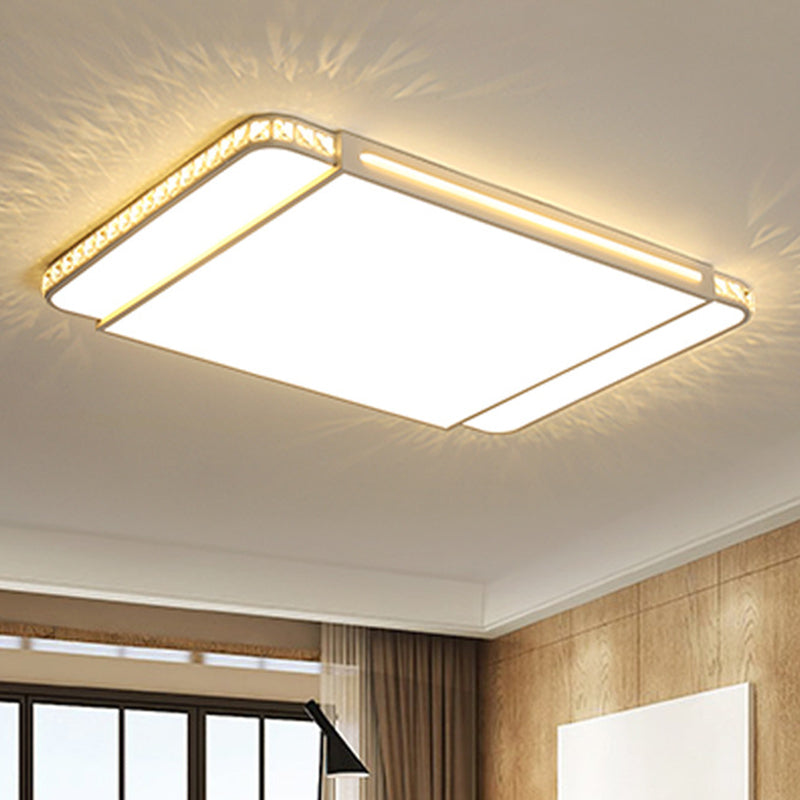 Luz empotrada de acrílico LED Estilo moderno Lámpara de montaje empotrada para sala de estar rectangular blanca en luz blanca/Control remoto Atenuación continua