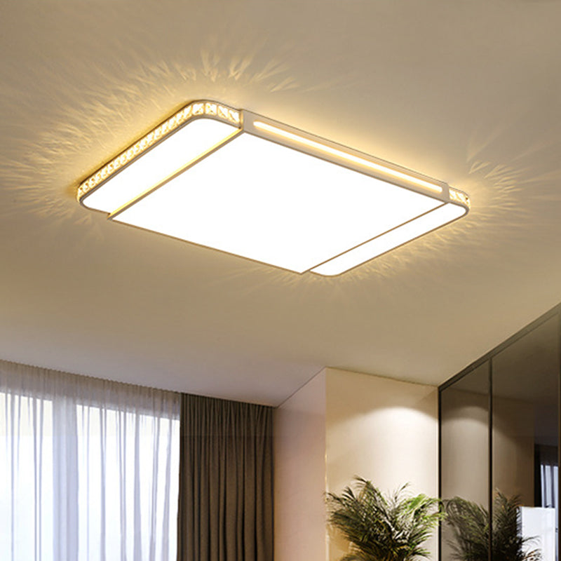 Luz empotrada de acrílico LED Estilo moderno Lámpara de montaje empotrada para sala de estar rectangular blanca en luz blanca/Control remoto Atenuación continua