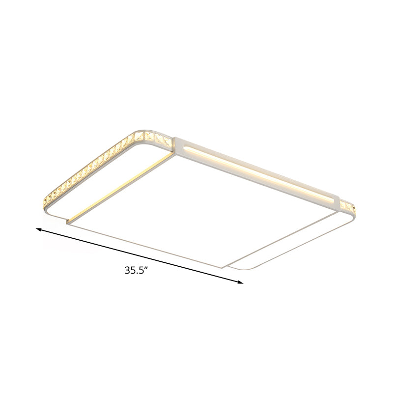 Luz empotrada de acrílico LED Estilo moderno Lámpara de montaje empotrada para sala de estar rectangular blanca en luz blanca/Control remoto Atenuación continua