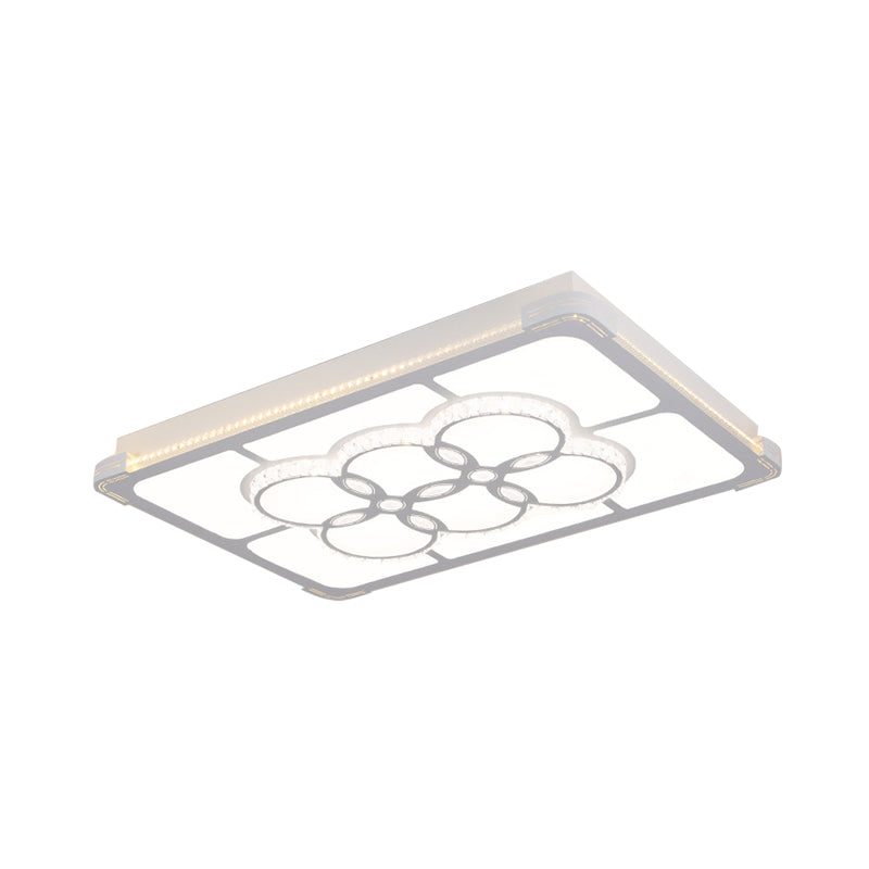 Lampada da incasso rettangolare in cristallo Lampada da soffitto a LED semplice per soggiorno in bianco, luce a 3 colori/attenuazione continua con telecomando