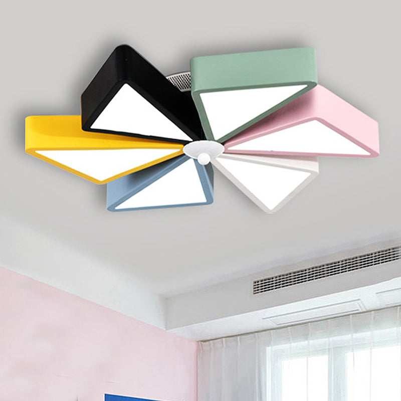 19,5"/23,5" W Windmill Lampada da incasso Moderna in acrilico LED Blu e rosa Illuminazione da soffitto, Regolazione continua con telecomando/Luce a 3 colori