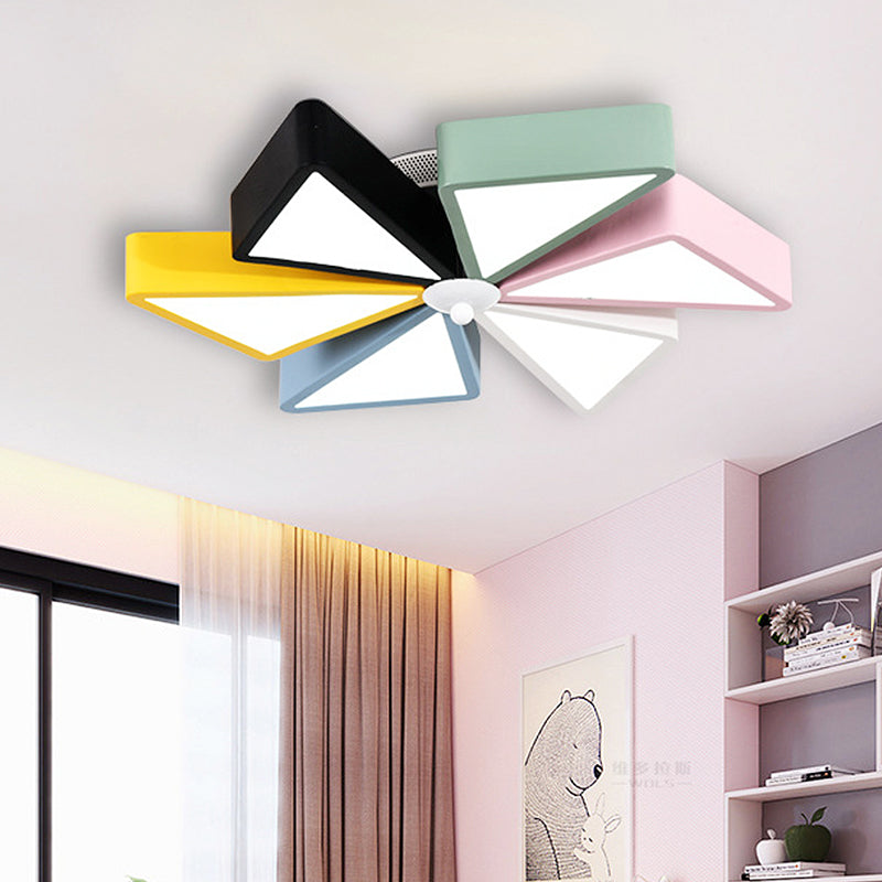 19.5"/23.5" W Windmill Flushmount Light Modern Acrylic LED Blue and Pink Ceiling Lighting, Remote Control Stepless Dimming/3 Color Light