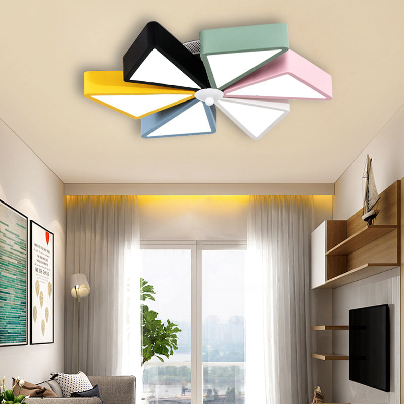 19,5"/23,5" W Windmill Lampada da incasso Moderna in acrilico LED Blu e rosa Illuminazione da soffitto, Regolazione continua con telecomando/Luce a 3 colori