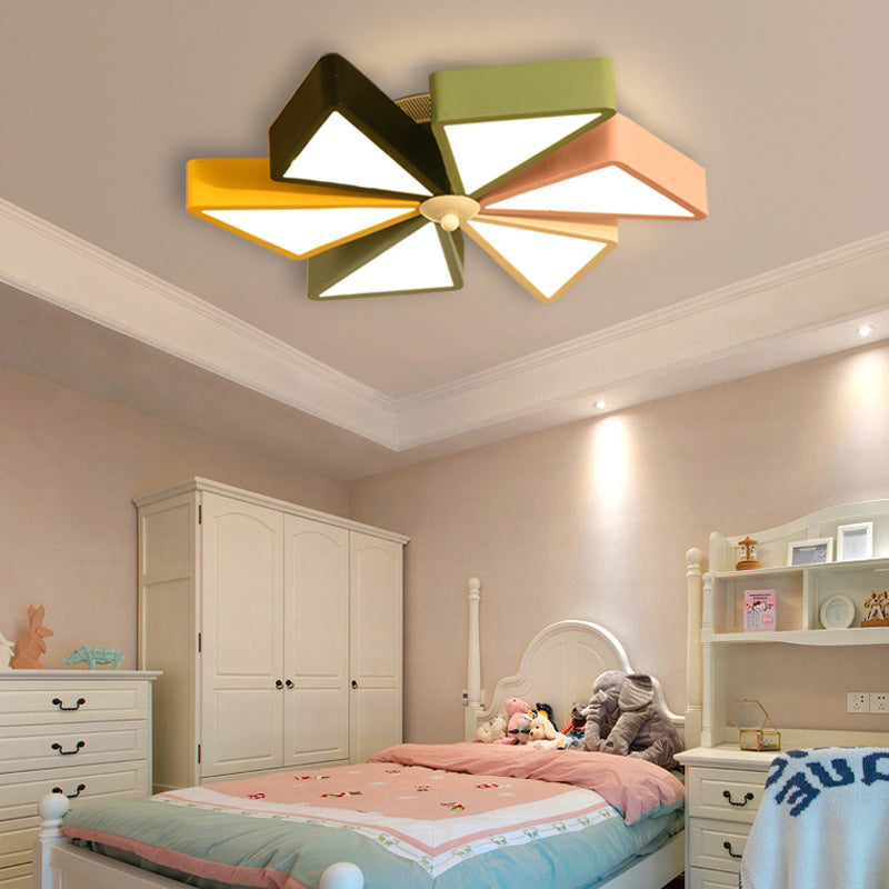 19,5"/23,5" W Windmill Lampada da incasso Moderna in acrilico LED Blu e rosa Illuminazione da soffitto, Regolazione continua con telecomando/Luce a 3 colori