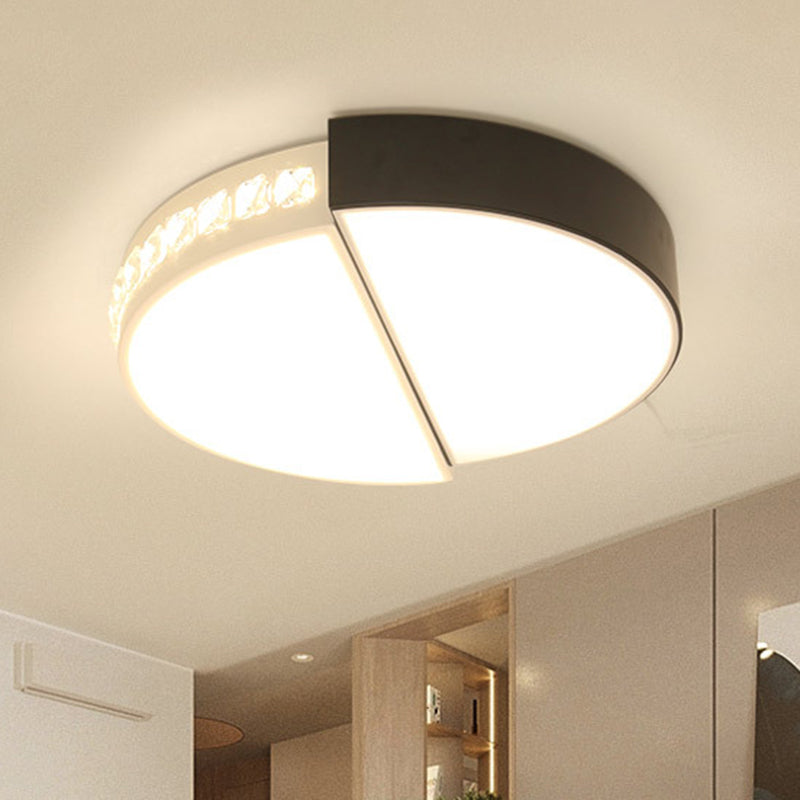 LED Flush Ceiling Light Classic Round Acrylic Flush Mount in Black and White for Living Room