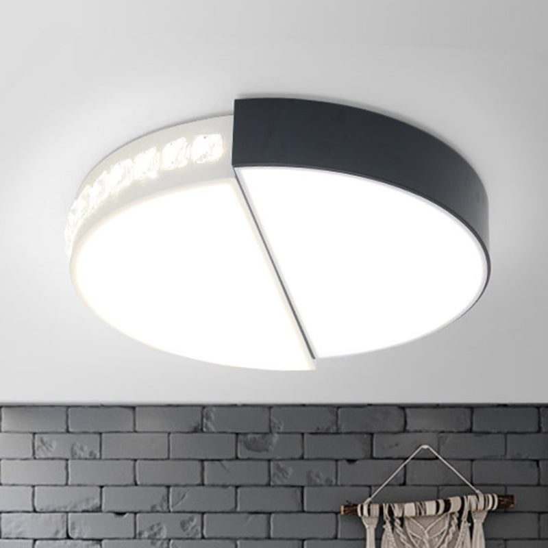 LED Flush Ceiling Light Classic Round Acrylic Flush Mount in Black and White for Living Room