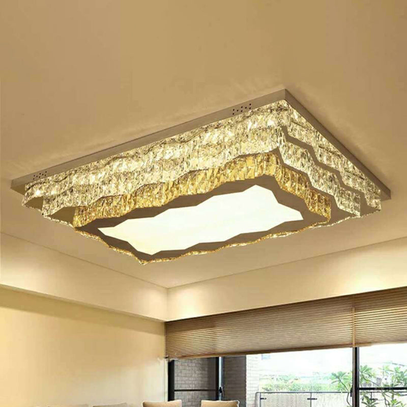 LED Flushmount Lighting Modern Crystal Ceiling Flush Mount in Cognac for Living Room