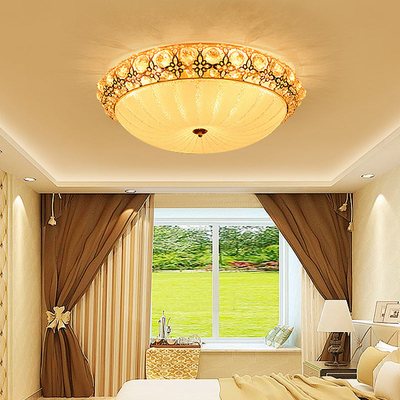 16"/19.5"/23.5" Dia White Dimple Ceiling Flush Light Modern Stylish LED Frosted Glass Flushmount, Warm/White Light