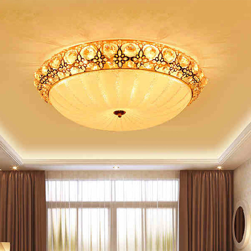 16"/19.5"/23.5" Dia White Dimple Ceiling Flush Light Modern Stylish LED Frosted Glass Flushmount, Warm/White Light