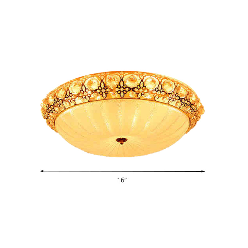 16"/19.5"/23.5" Dia White Dimple Ceiling Flush Light Modern Stylish LED Frosted Glass Flushmount, Warm/White Light