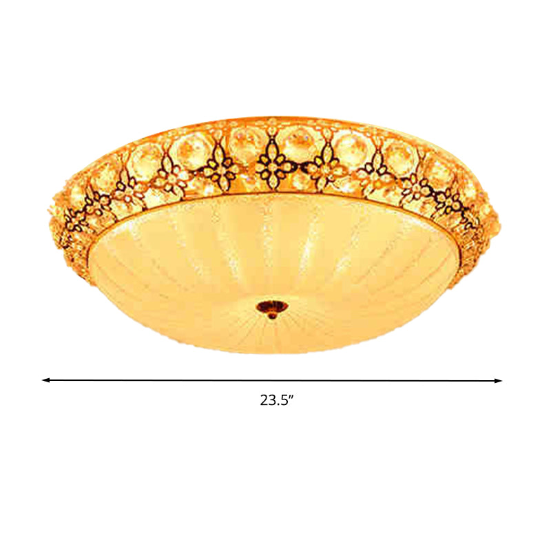 16"/19.5"/23.5" Dia White Dimple Ceiling Flush Light Modern Stylish LED Frosted Glass Flushmount, Warm/White Light