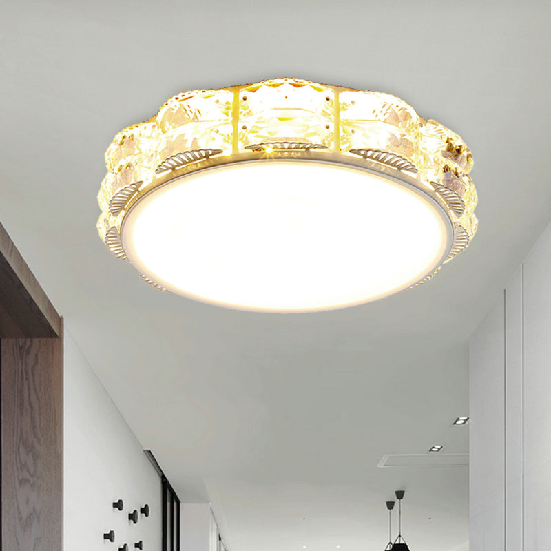 LED Crystal Flush Light Modern Style Black/White Round/Square Corridor Flush Mount Spotlight