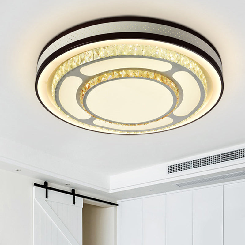 Lampada da incasso a livelli da 19,5"/31,5" diametro LED in cristallo stile moderno montata a soffitto in bianco