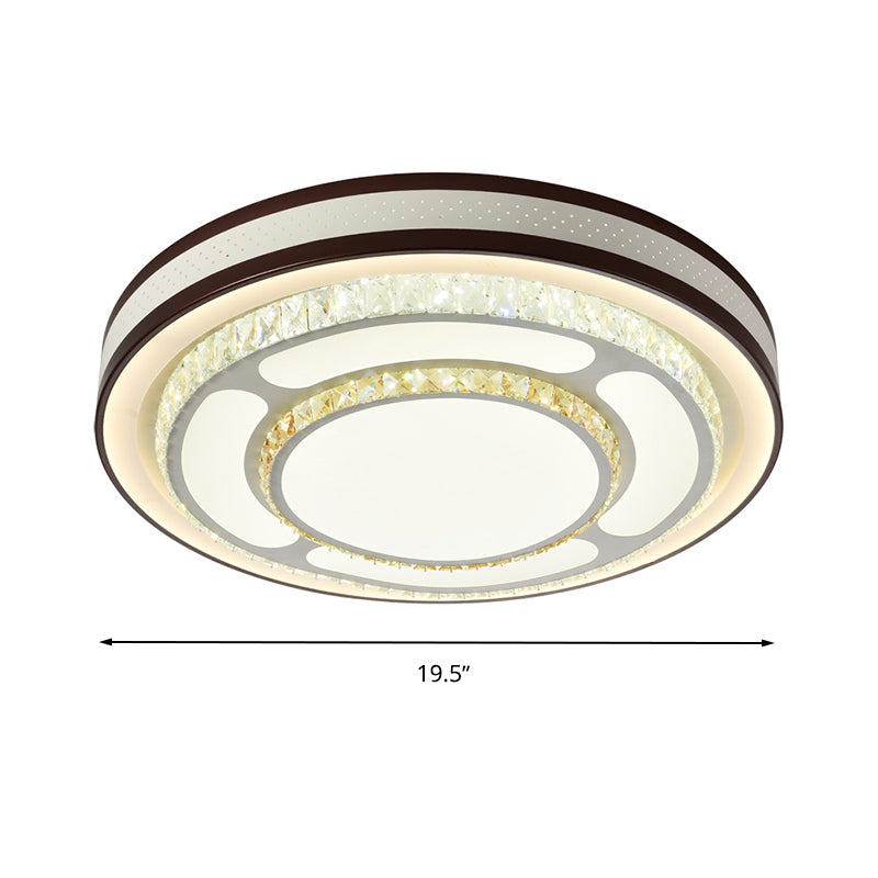 Lampada da incasso a livelli da 19,5"/31,5" diametro LED in cristallo stile moderno montata a soffitto in bianco