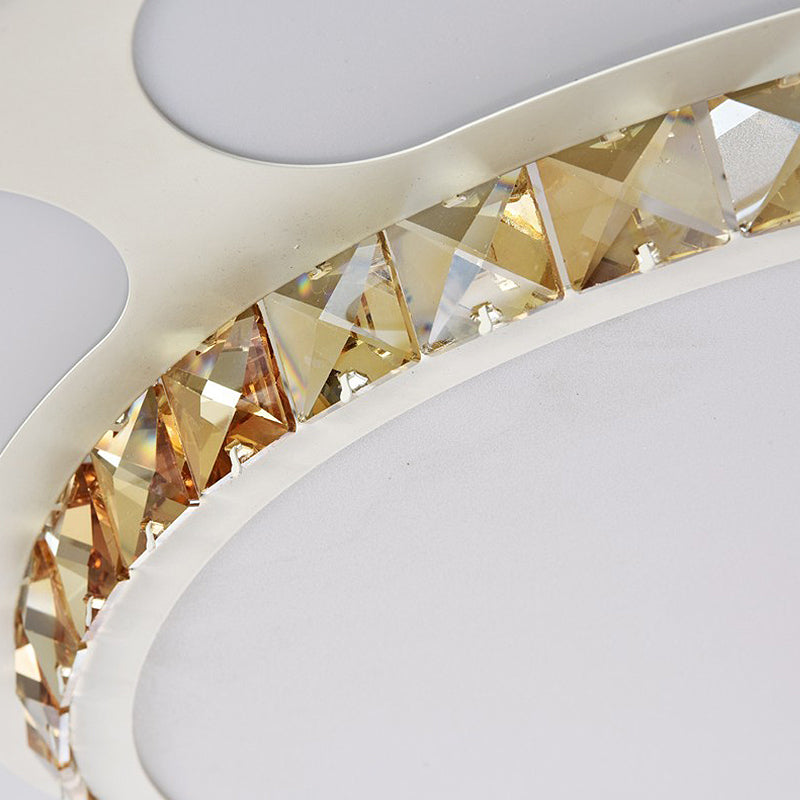 Tier Flush Light 19.5"/31.5" Dia Modern Style Crystal LED Ceiling Mounted Light in White