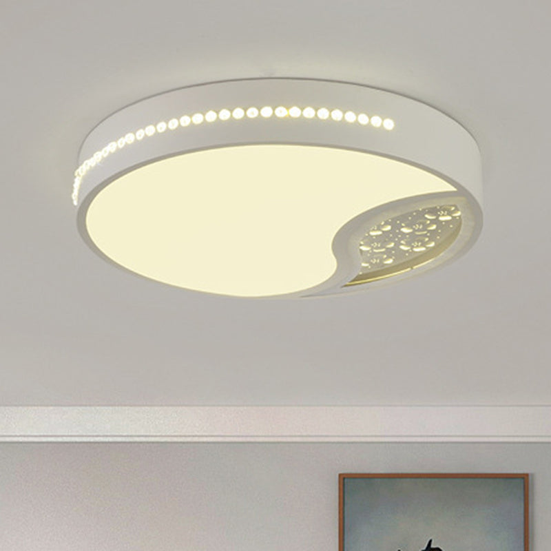 Drum Acrylic Ceiling Light Minimalist Gray LED Flush Mounted Light for Bedroom, 19.5"/31" Wide