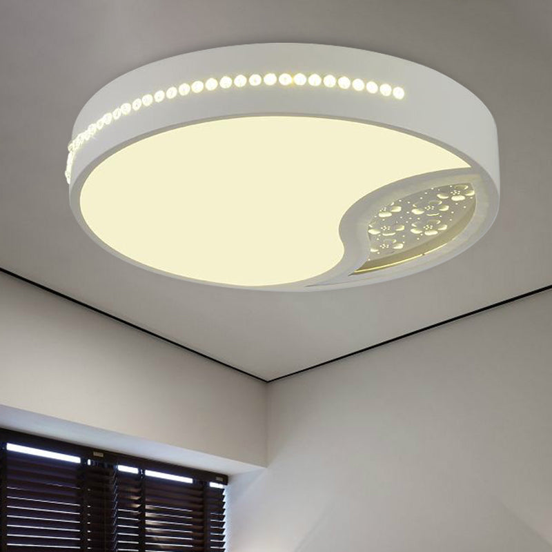 Drum Acrylic Ceiling Light Minimalist Gray LED Flush Mounted Light for Bedroom, 19.5"/31" Wide