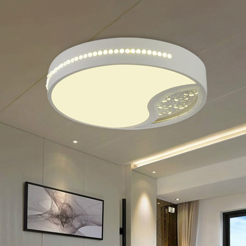 Drum Acrylic Ceiling Light Minimalist Gray LED Flush Mounted Light for Bedroom, 19.5"/31" Wide