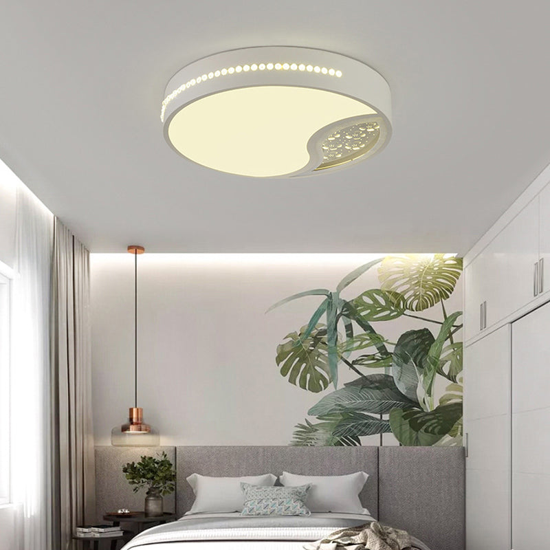 Drum Acrylic Ceiling Light Minimalist Gray LED Flush Mounted Light for Bedroom, 19.5"/31" Wide