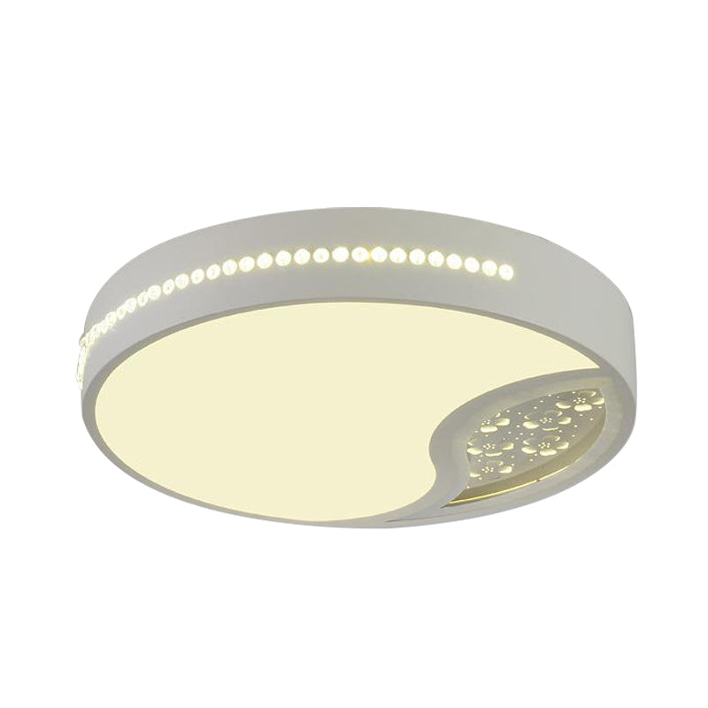 Drum Acrylic Ceiling Light Minimalist Gray LED Flush Mounted Light for Bedroom, 19.5"/31" Wide