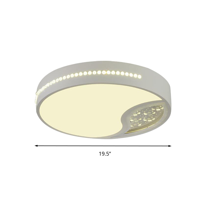 Drum Acrylic Ceiling Light Minimalist Gray LED Flush Mounted Light for Bedroom, 19.5"/31" Wide