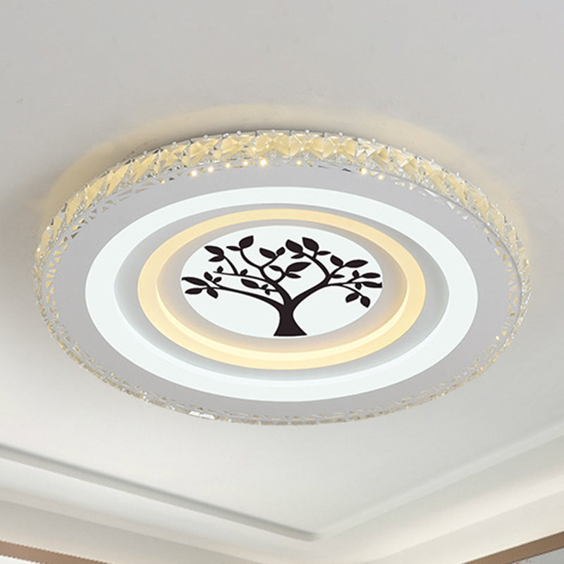 Round/Tree Dining Room Flush Mount Modern Style Crystal LED White Ceiling Lighting