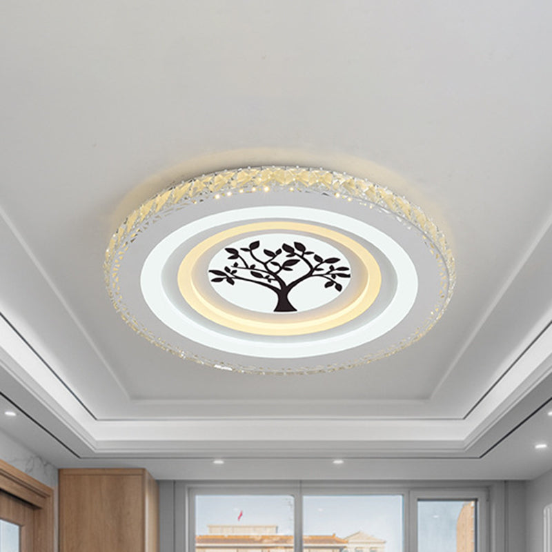 Round/Tree Dining Room Flush Mount Modern Style Crystal LED White Ceiling Lighting