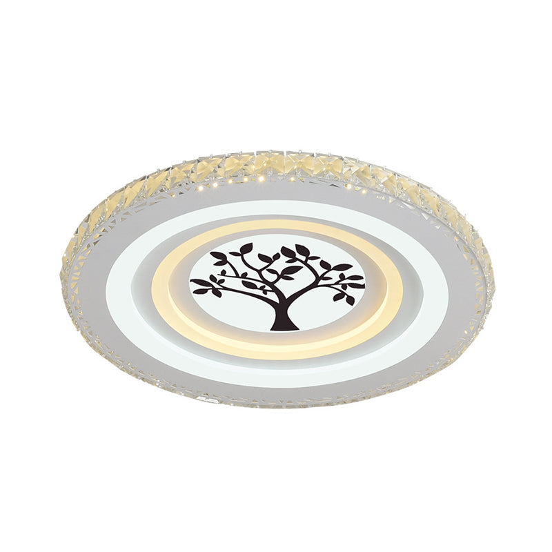 Round/Tree Dining Room Flush Mount Modern Style Crystal LED White Ceiling Lighting