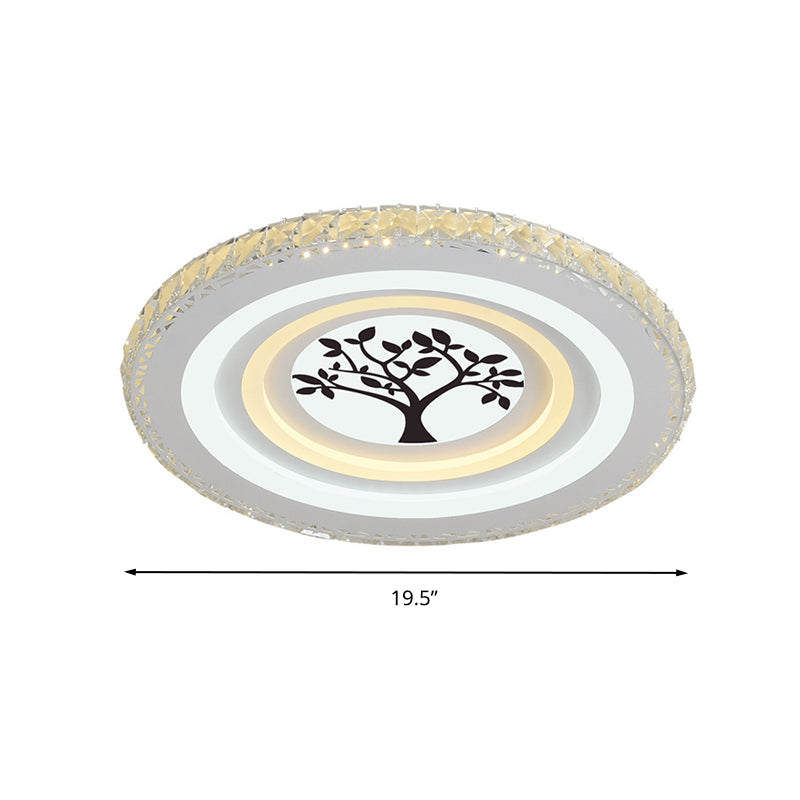 Éclairage de plafond blanc LED en cristal de style moderne à montage encastré pour salle à manger ronde/arbre