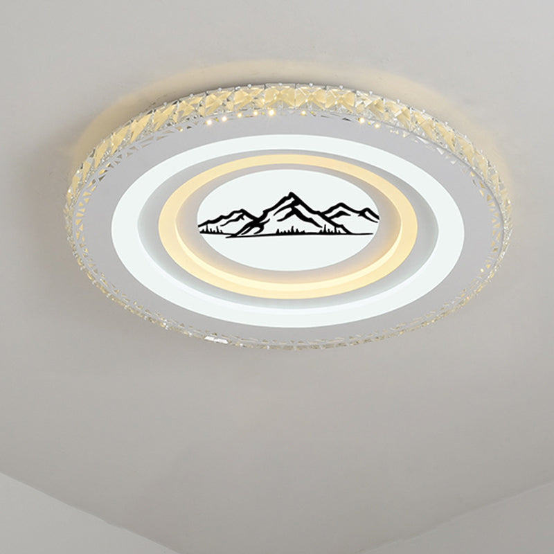 Round/Tree Dining Room Flush Mount Modern Style Crystal LED White Ceiling Lighting