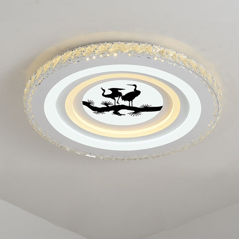 Round/Tree Dining Room Flush Mount Modern Style Crystal LED White Ceiling Lighting