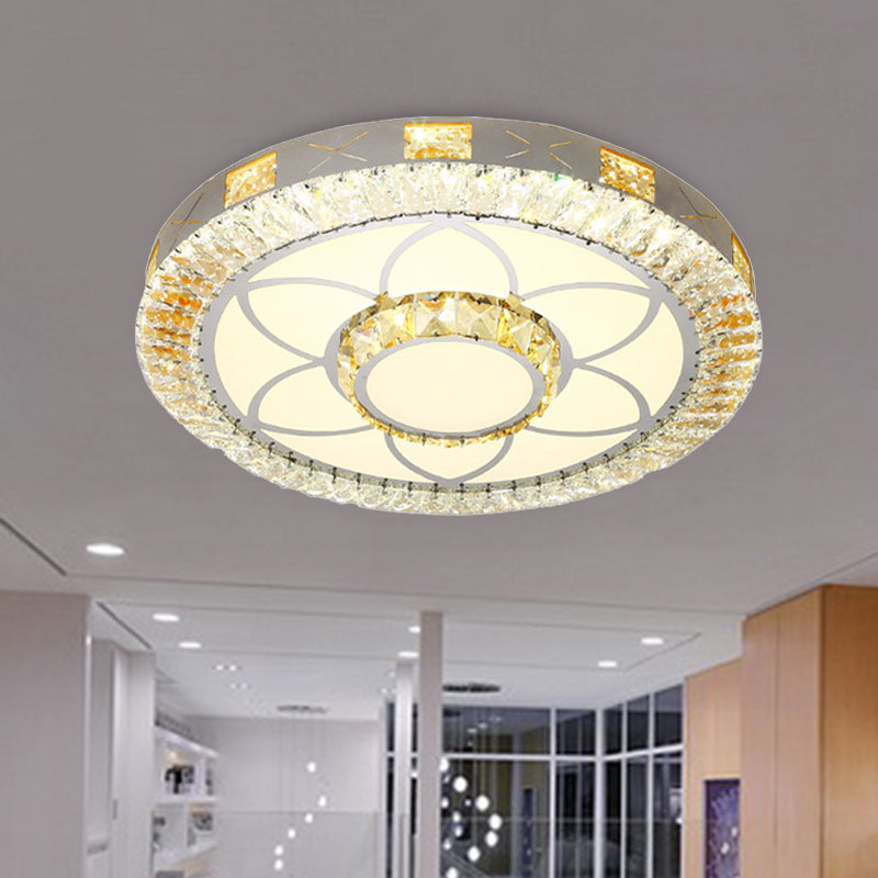 Flower Bedroom Flush Mount Modern Style Crystal LED White Flush Mounted Ceiling Light