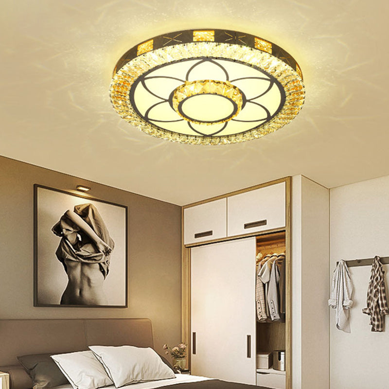 Chambre à coucher Fleur Flush Mount Modern Style Crystal LED White Flush Mounted Ceiling Light